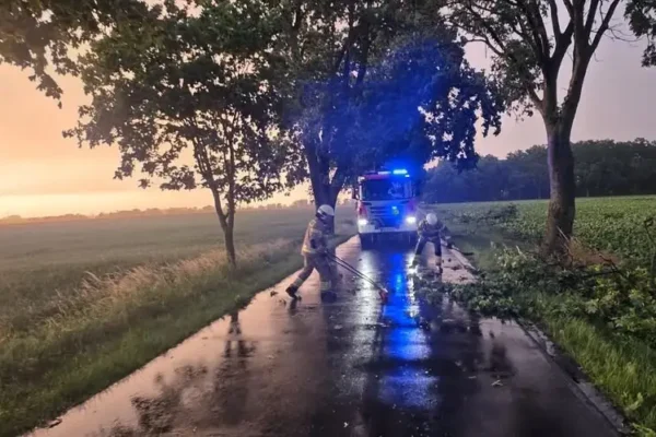 OSP Kamieniec usuwa wiatrołomy po nawałnicy w kilku miejscowościach