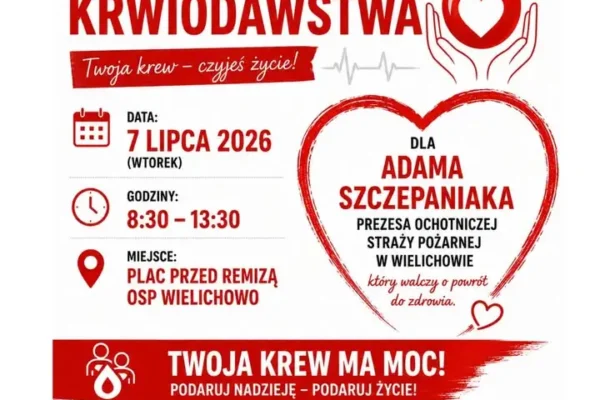 Strażacy z OSP Wielichowo organizują zbiórkę krwi dla swojego prezesa