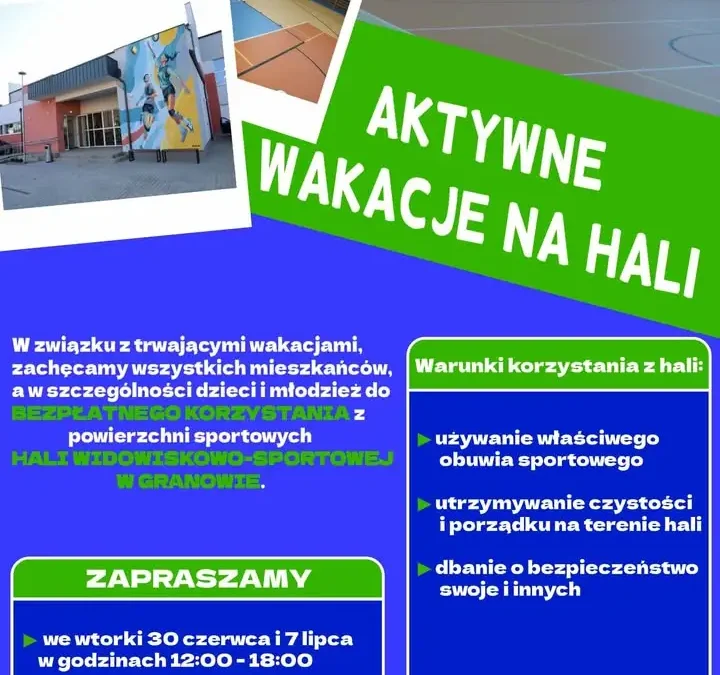 Bezpłatne korzystanie z hali sportowej w Granowie w wakacje