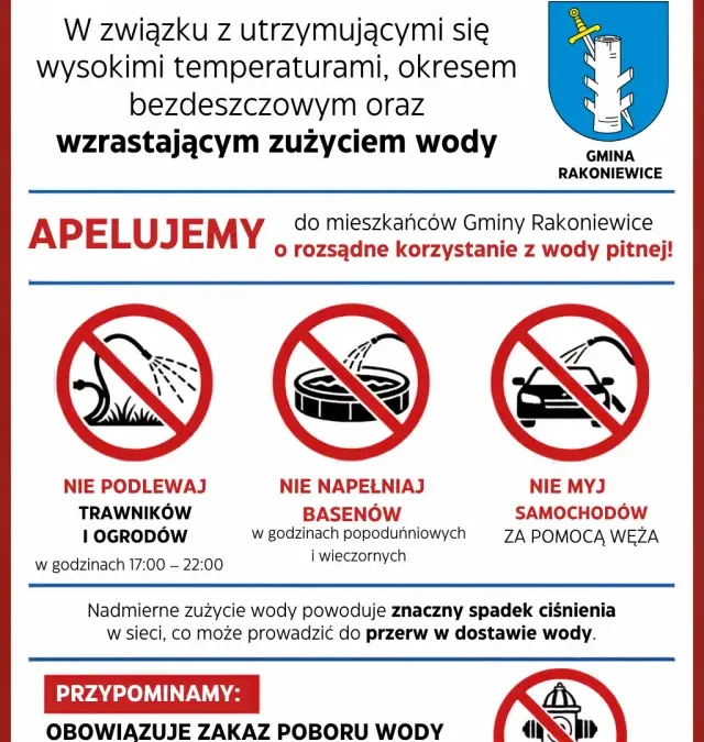 Gmina Rakoniewice apeluje o oszczędzanie wody w czasie upałów