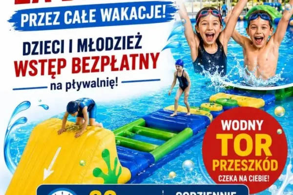 Wakacje 2026 na Pływalni „Raczek” w Rakoniewicach – bezpłatne wejścia dla dzieci i młodzieży