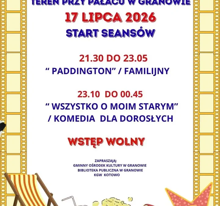 Wakacyjne kino plenerowe w Granowie – filmy dla całej rodziny