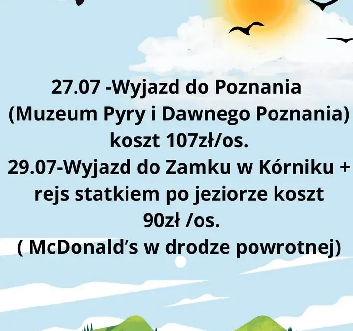 Ostatnie wolne miejsca na letnie wyjazdy dla dzieci z GOK Granowo