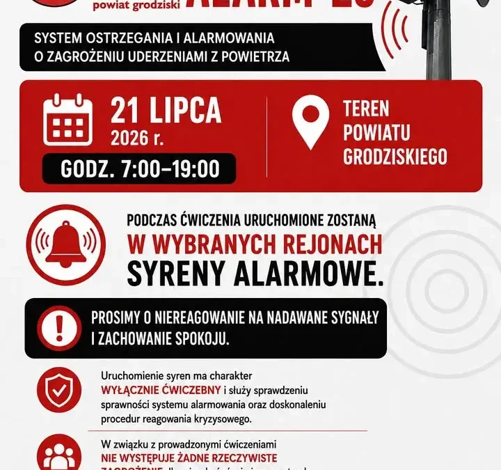 Ogólnokrajowe ćwiczenie systemu alarmowego ALARM-26 już 21 lipca