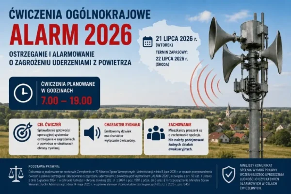 Ćwiczenia ALARM 2026: 21 lipca zawyją syreny w całej Polsce
