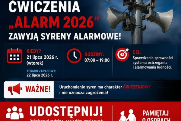 Ogólnopolskie ćwiczenia „ALARM 2026” – 21 lipca zawyją syreny