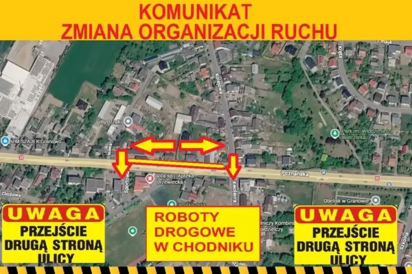Zamknięcie chodnika w Granowie na odcinku między ul. Kolejową a Nową