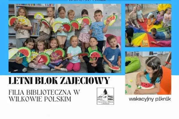 Wakacyjny piknik w bibliotece w Wilkowie Polskim