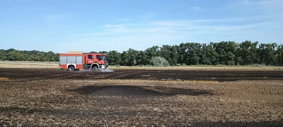 Pożar ścierniska w Ujeździe – interwencja kilku zastępów straży
