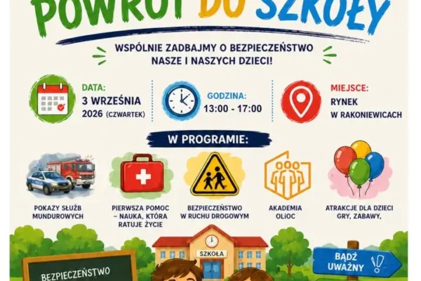 Rodzinny piknik „Bezpieczny Powrót do Szkoły” w Rakoniewicach już 3 września