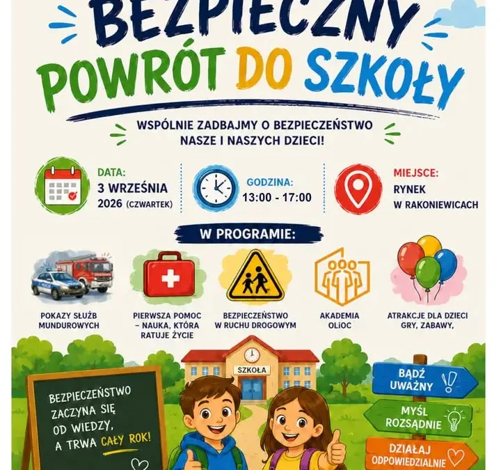 Rodzinny piknik „Bezpieczny Powrót do Szkoły” w Rakoniewicach już 3 września
