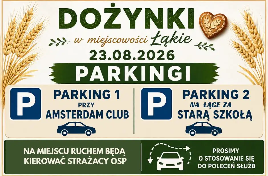 Dożynki w Łąkiem: parkingi i organizacja ruchu