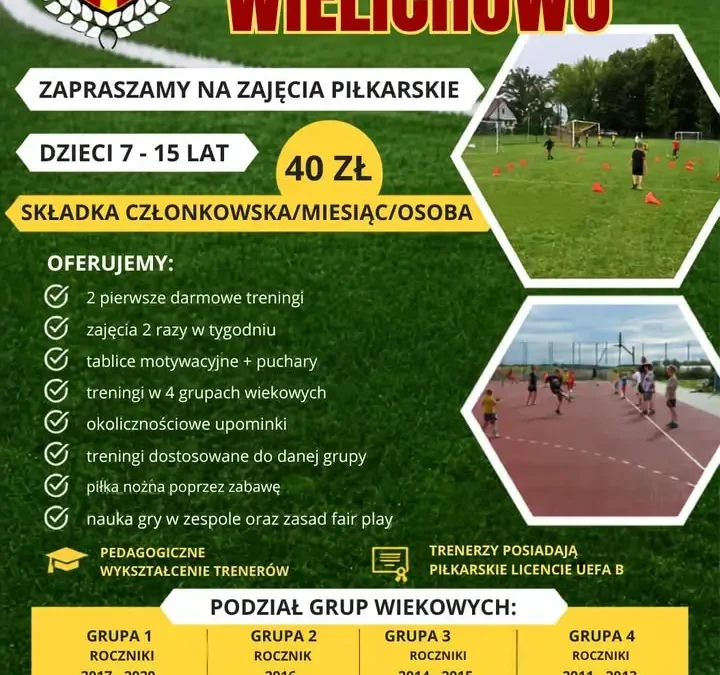 LKP Pieczarka Wielichowo zaprasza dzieci na treningi piłkarskie