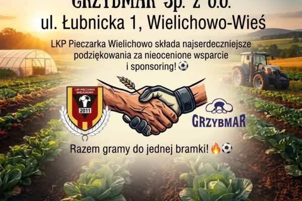 Firma Grzybmar Wielichowo wspiera lokalny klub piłkarski w sezonie 2026/2027