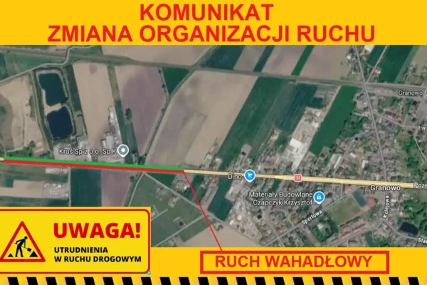 Zmiana organizacji ruchu na wjeździe do Granowa od 23 września
