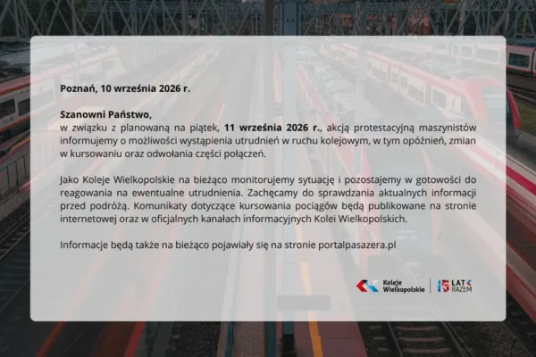 Protest maszynistów w Wielkopolsce – możliwe utrudnienia w ruchu kolejowym