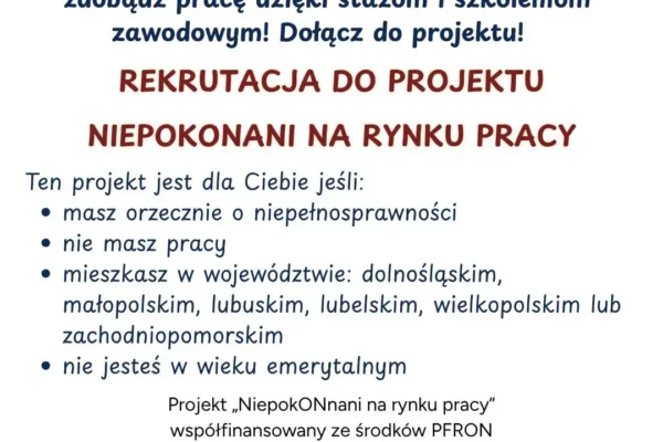 „NiepokONani na rynku pracy” – nowy projekt aktywizacji zawodowej osób z niepełnosprawnościami