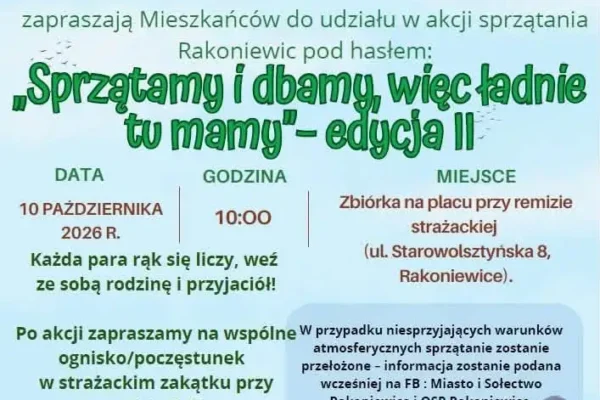 Rakoniewice: W sobotę 10 października wspólne sprzątanie gminy i ognisko przy remizie