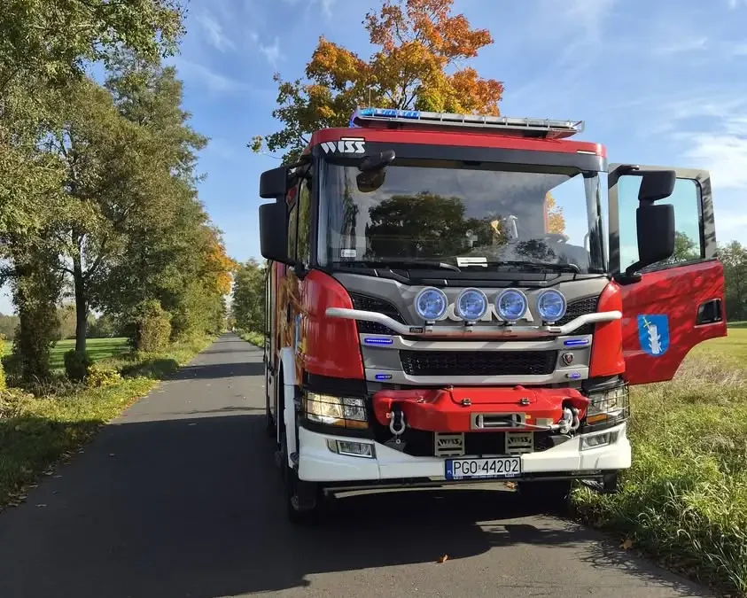 Powalone drzewo w Faustynowie – interwencja strażaków z OSP Rakoniewice